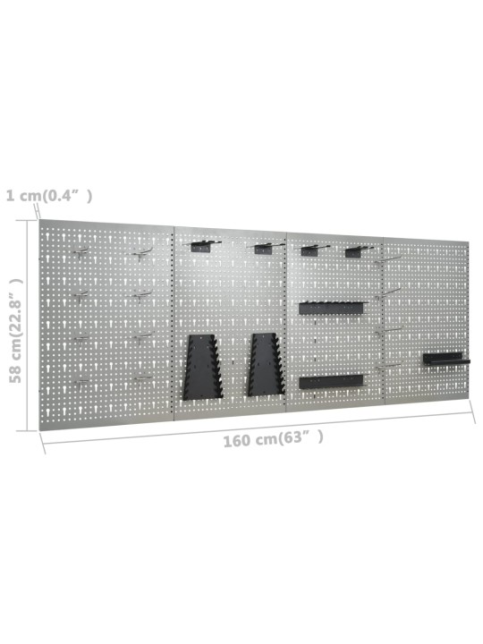 Seinale paigaldatav pulkadega paneel, 4 tk, 40 x 58 cm, teras