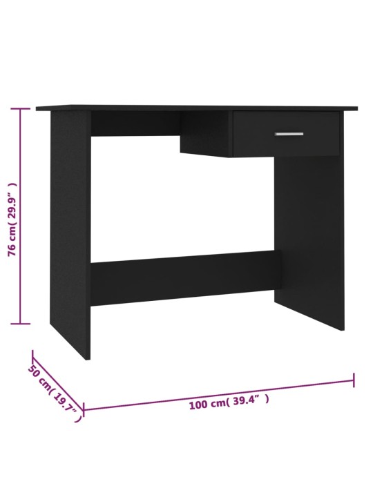 Kirjutuslaud, must, 100 x 50 x 76 cm puitlaastplaat