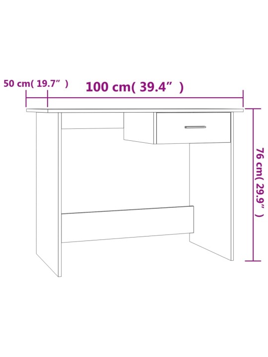 Kirjutuslaud, betoonhall, 100 x 50 x 76 cm puitlaastplaat