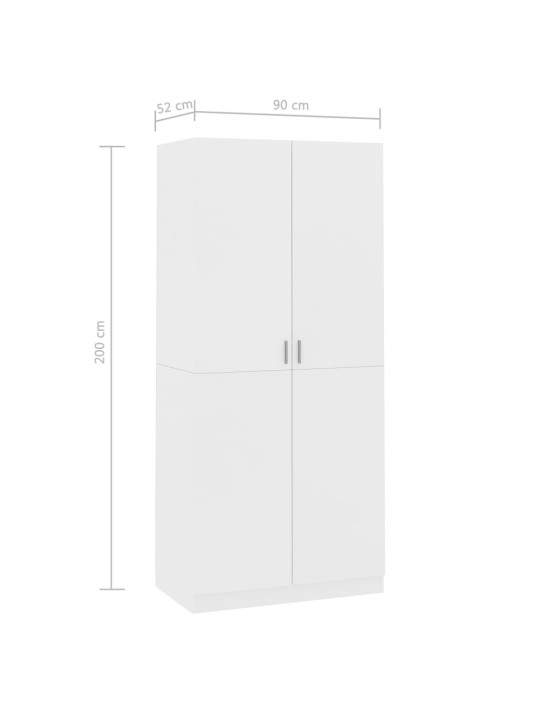 Garderoob valge 90 x 52 x 200 cm puitlaastplaat