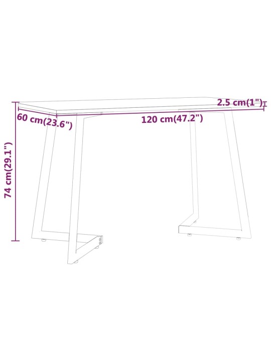 Söögilaud, hall, 120 x 60 x 74 cm, MDF ja raud