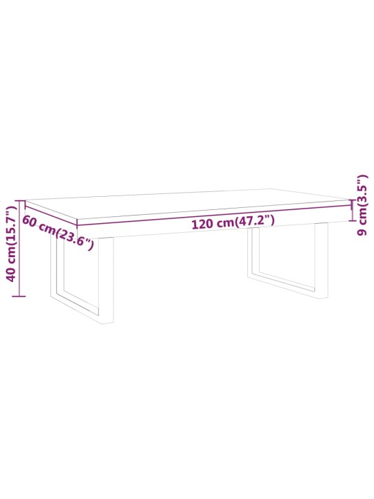 Kohvilaud, helepruun ja must, 120 x 60 x 40 cm, mdf ja raud