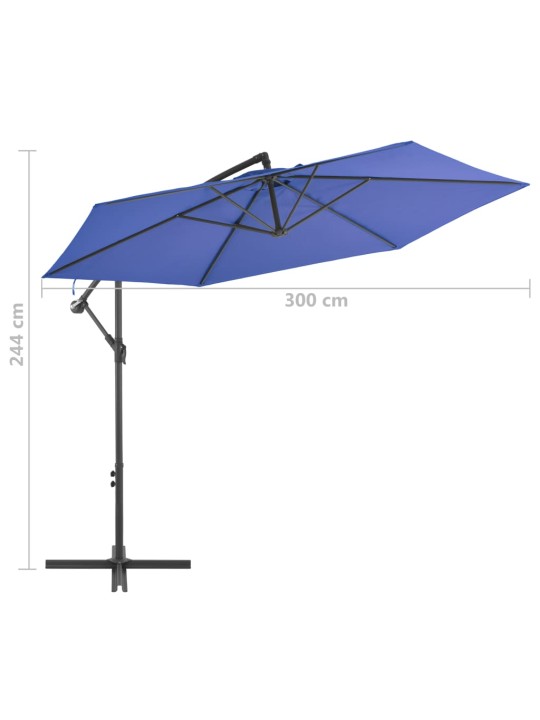 Konsooldisainiga päikesevari, alumiiniumpost, 300 cm, sinine