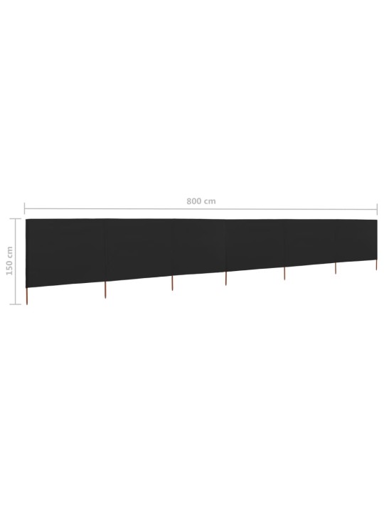 Tuulekaitse sein 6 paneelist, kangas 800 x 120 cm must