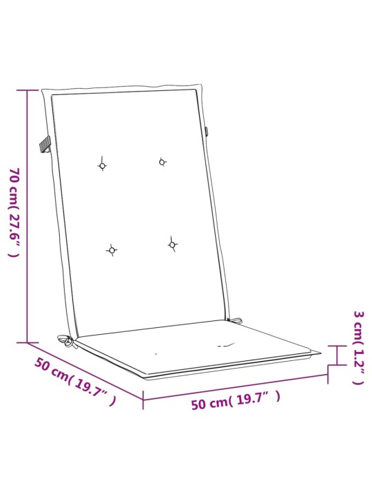 Kõrge seljatoega toolipadjad 4 tk, must, 120x50x3 cm, kangas