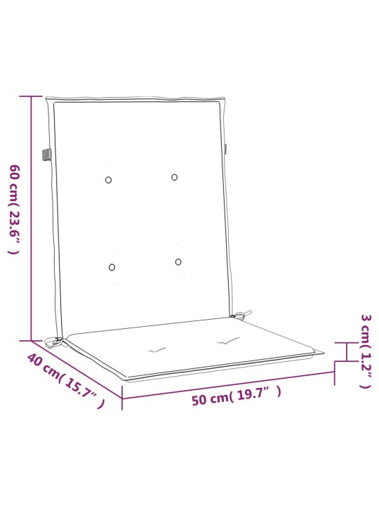 Madala seljatoega toolipadjad 2 tk sinine 100x50x7 cm kangas