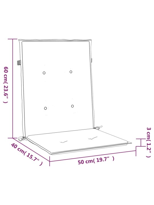 Madala seljatoega toolipadjad 4 tk, sinine, 100x50x7 cm, kangas