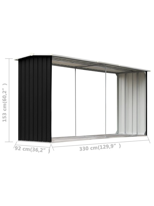 Puukuur tsingitud teras, 330 x 92 x 153 cm, antratsiithall