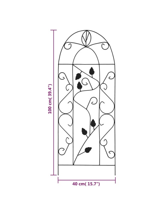 Ronitaimede tugi, 3 tk, must, 40 x 100 cm, raud