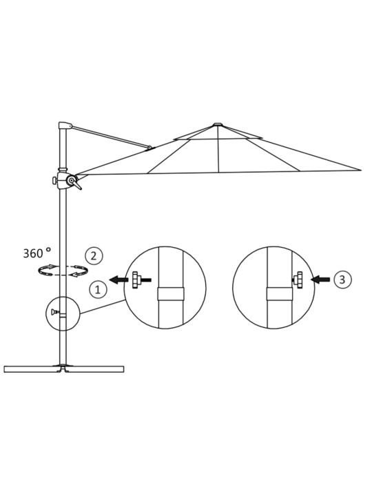 Konsooldisainiga päikesevari, teraspost, must, 300 cm