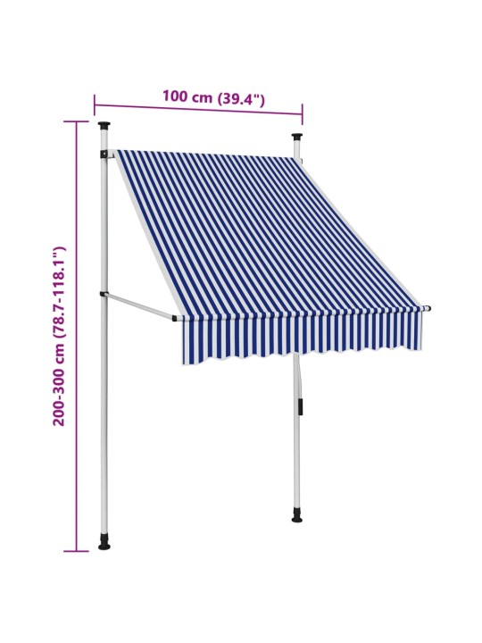 Kokkupandav varikatus, 100 cm, sinise-valgetriibuline