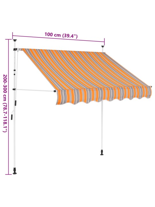 Kokkupandav varikatus, 100 cm, kollase-sinisetriibuline