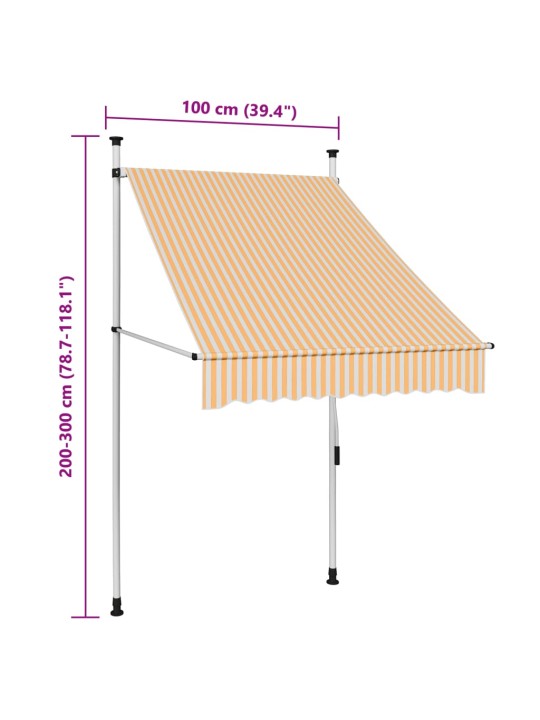 Kokkupandav varikatus, 100 cm, oranži-valgetriibuline