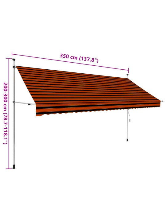 Käsitsi sissetõmmatav varikatus, 350 cm, oranž ja pruun