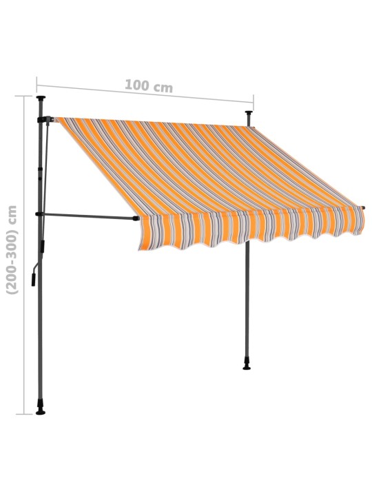 Käsitsi sissetõmmatav varikatus, led, 100 cm, kollane ja sinine