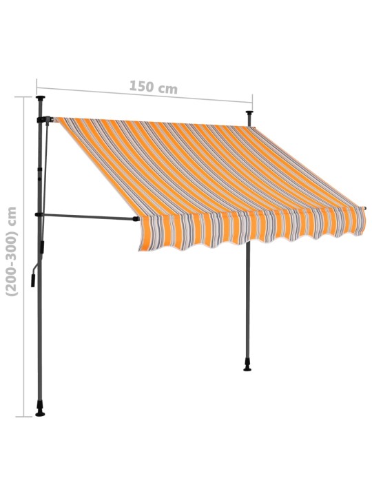 Käsitsi sissetõmmatav varikatus, led, 150 cm, kollane ja sinine