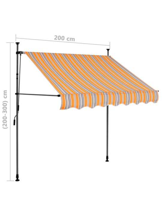 Käsitsi sissetõmmatav varikatus, LED, 200 cm, kollane ja sinine