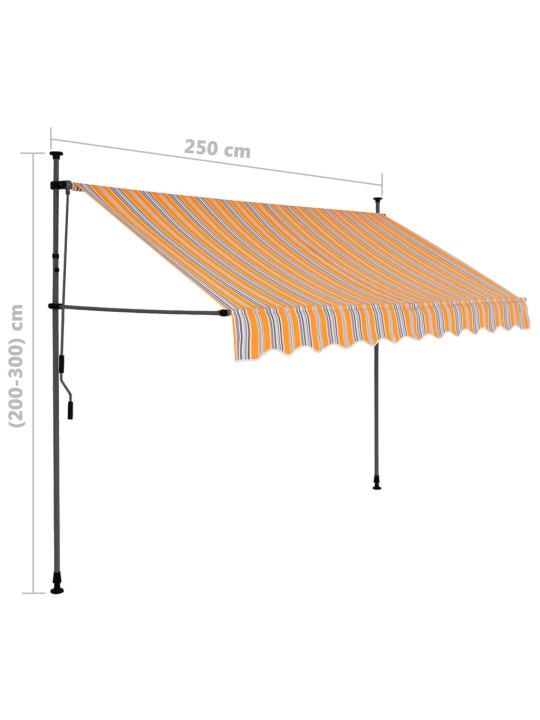 Käsitsi sissetõmmatav varikatus, LED, 250 cm, kollane ja sinine