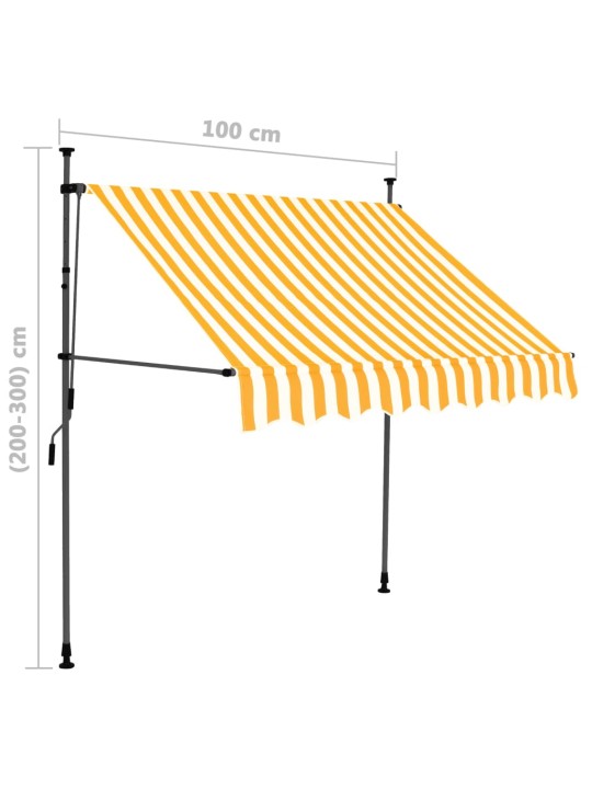 Käsitsi sissetõmmatav varikatus, led, 100 cm, valge ja oranž