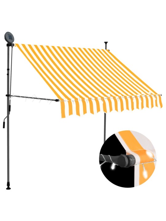 Käsitsi sissetõmmatav varikatus, LED, 150 cm, valge ja oranž