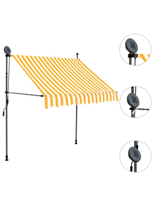 Käsitsi sissetõmmatav varikatus, LED, 150 cm, valge ja oranž