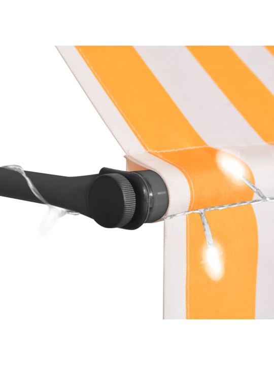 Käsitsi sissetõmmatav varikatus, LED, 150 cm, valge ja oranž