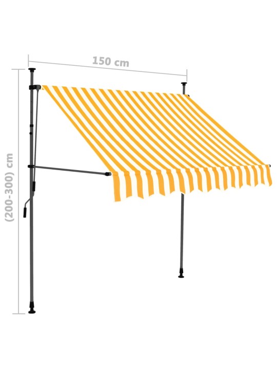 Käsitsi sissetõmmatav varikatus, LED, 150 cm, valge ja oranž