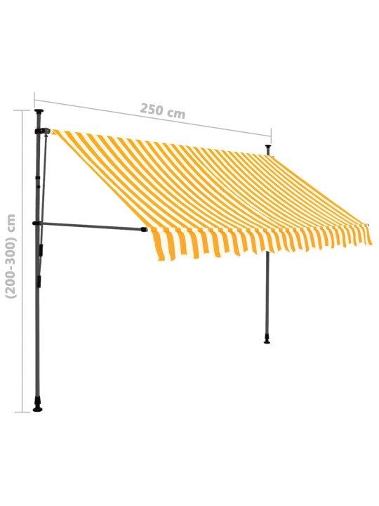 Käsitsi sissetõmmatav varikatus, LED, 250 cm, valge ja oranž