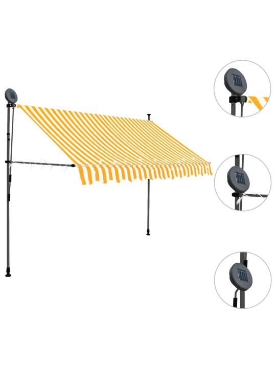 Käsitsi sissetõmmatav varikatus, LED, 300 cm, valge ja oranž