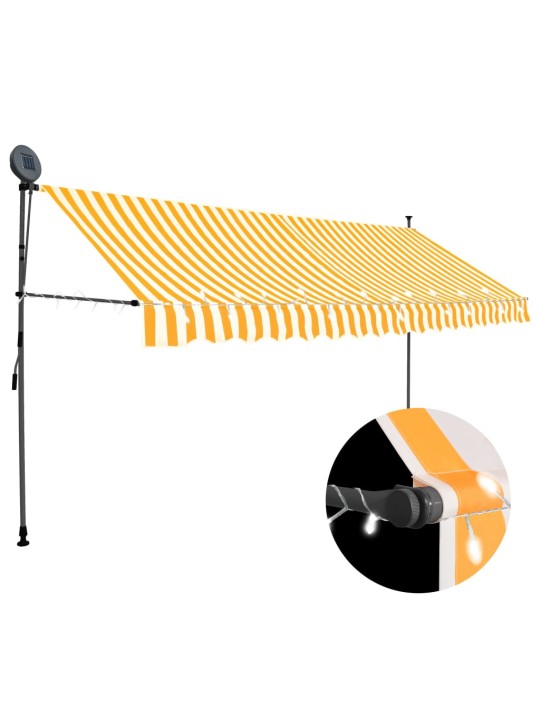 Käsitsi sissetõmmatav varikatus, LED, 400 cm, valge ja oranž