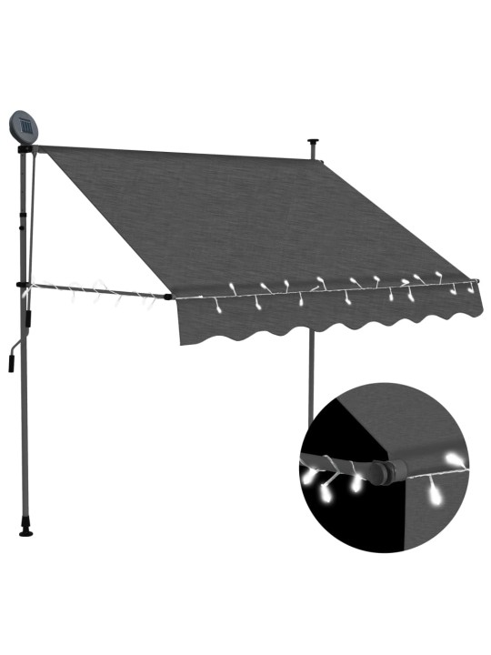 Käsitsi sissetõmmatav varikatus, LED, 150 cm, antratsiithall