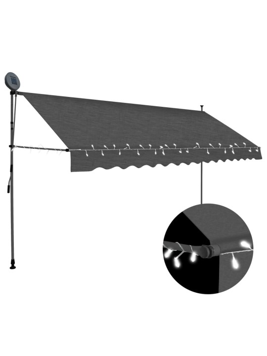 Käsitsi sissetõmmatav varikatus, led, 400 cm, antratsiithall