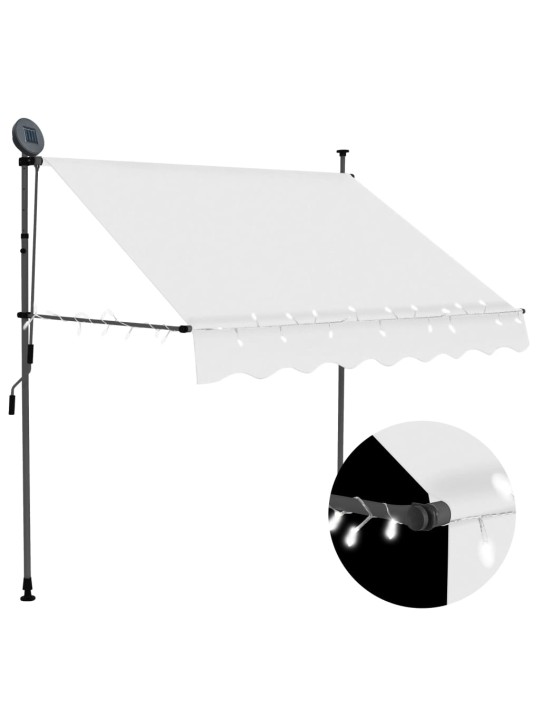 Käsitsi sissetõmmatav varikatus, LED, 150 cm, kreemjasvalge