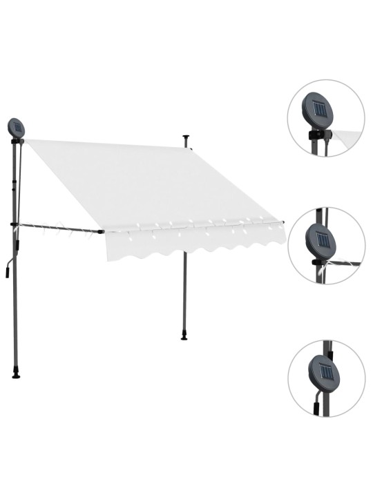 Käsitsi sissetõmmatav varikatus, LED, 150 cm, kreemjasvalge