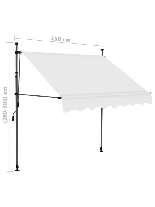 Käsitsi sissetõmmatav varikatus, LED, 150 cm, kreemjasvalge