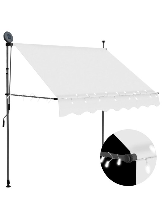 Käsitsi sissetõmmatav varikatus, LED, 200 cm, kreemjasvalge