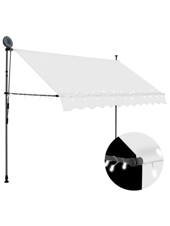 Käsitsi sissetõmmatav varikatus, LED, 250 cm, kreemjasvalge