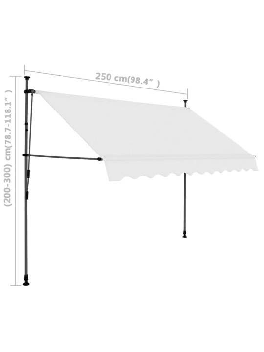 Käsitsi sissetõmmatav varikatus, LED, 250 cm, kreemjasvalge