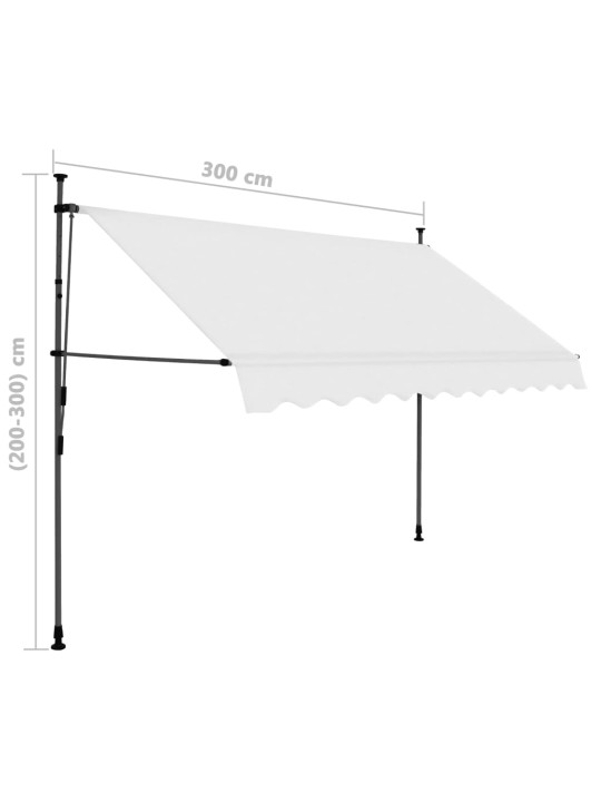 Käsitsi sissetõmmatav varikatus, LED, 300 cm, kreemjasvalge