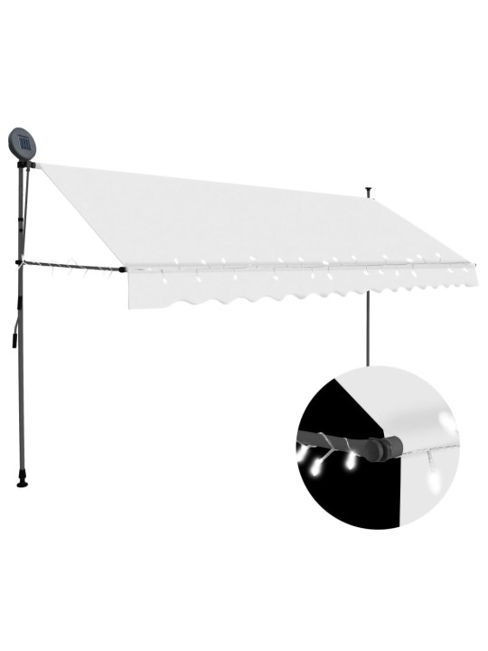 Käsitsi sissetõmmatav varikatus, LED, 400 cm, kreemjasvalge