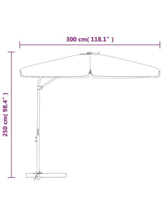 Päikesevari, teraspostiga, 300 cm, pruunikashall