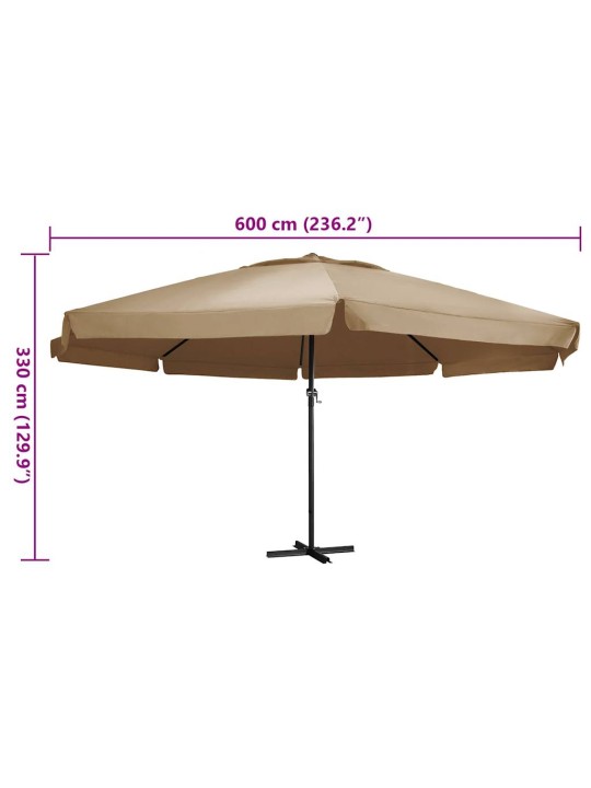 AIA PÄIKESEVARI ALUMIINIUMPOSTIGA, 600 CM, PRUUNIKAS