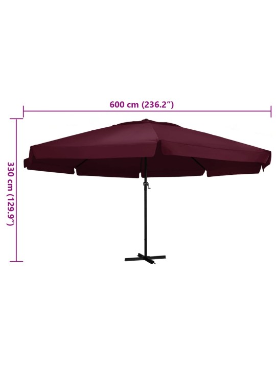 AIA PÄIKESEVARI ALUMIINIUMPOSTIGA, 600 CM, BORDOOPUNANE