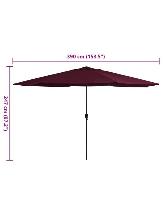 AIA PÄIKESEVARI METALLPOSTIGA 390 CM, BORDOOPUNANE