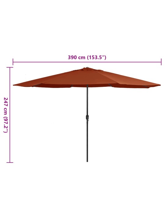 AIA PÄIKESEVARI METALLPOSTIGA 390 CM, TERRAKOTA