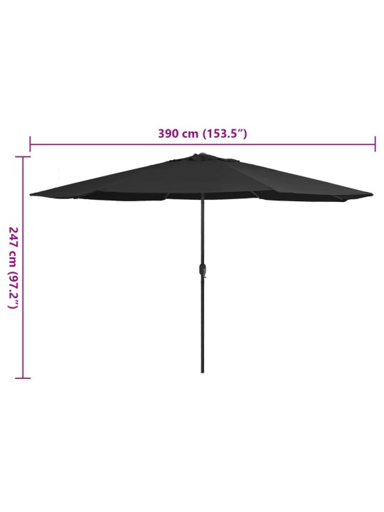 AIA PÄIKESEVARI METALLPOSTIGA 390 CM, MUST