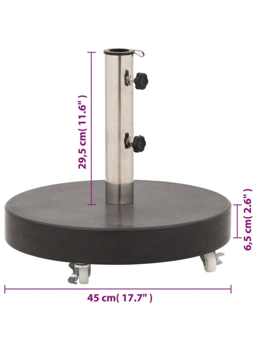 Päevavarju alus, graniit, 30 kg ümmargune, must