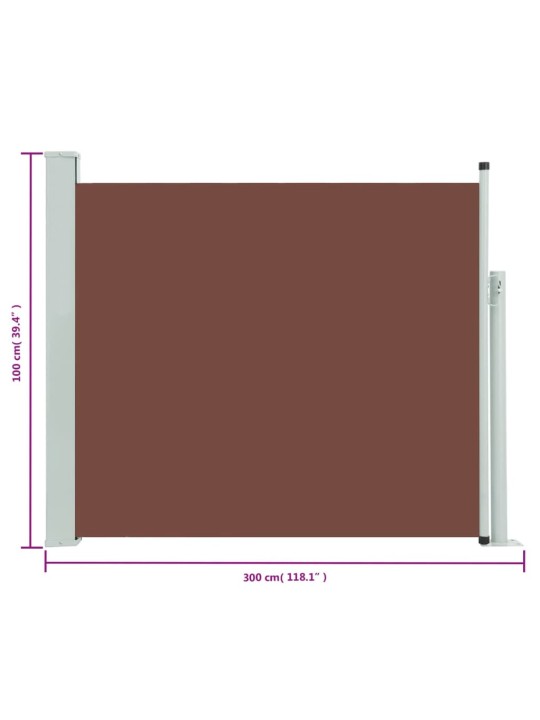 Lahtitõmmatav terrassi külgsein, 100 x 300 cm, pruun