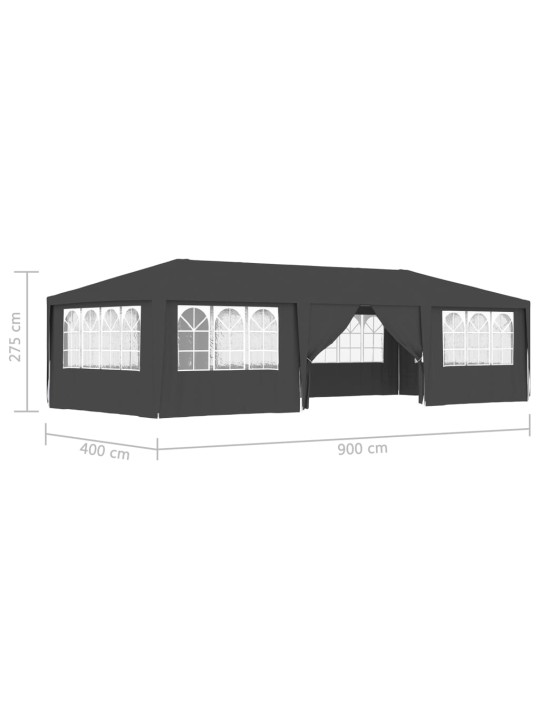 Professionaalne peotelk külgseintega, 4x9 m, antratsiit 90 g/m²