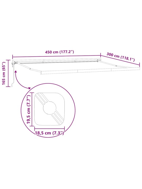 Varikatus valge 4,5 × 3 m metall